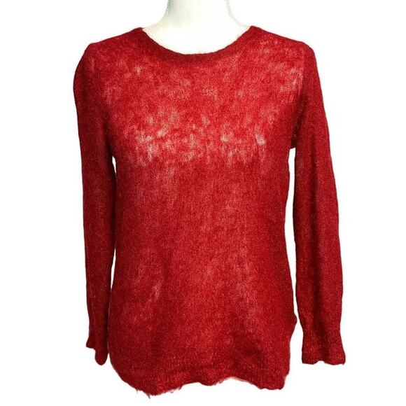J. Jill Women's Crewneck Long Sleeve Red Mohair Wool Blend Sweater Large - Picture 1 of 6
